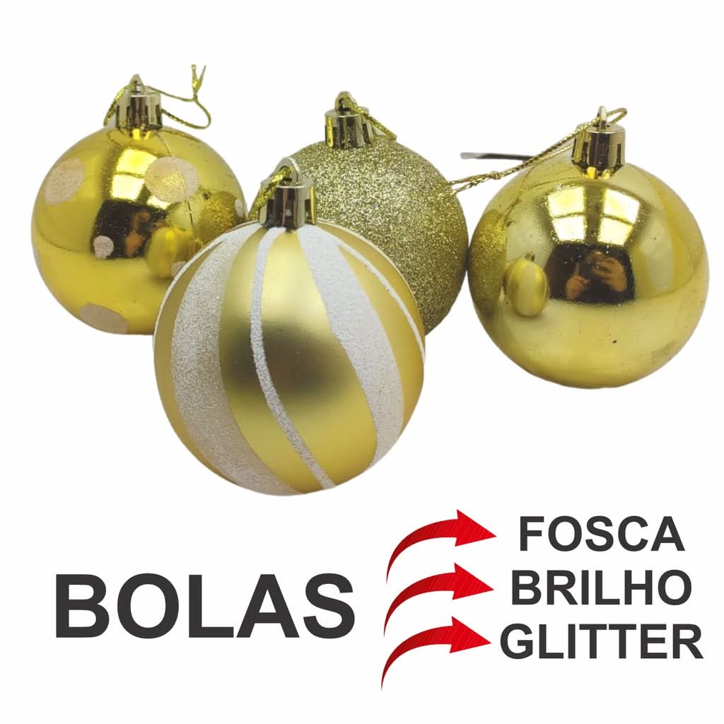 Kit 30 Bolas Enfeite de Natal Gliter Decoração