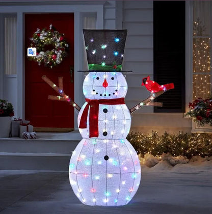 Boneco de Neve Cintilante com 100 LEDs Multicoloridos – 1,82 m