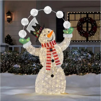 Boneco de Neve Iluminado com 156 LEDs Branco Quente – 1,82 m