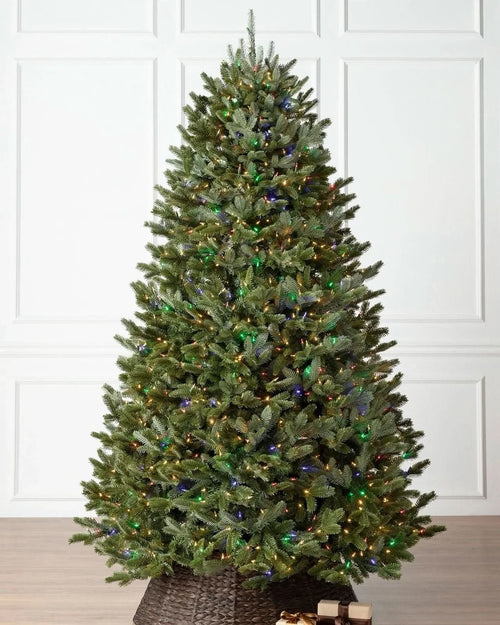 Árvore de Natal Fraser Fir com Galhos Articulados, Suporte Metálico e Micro LEDs Coloridos Embutidos
