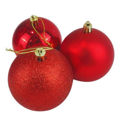 Kit 30 Bolas Enfeite de Natal Gliter Decoração Vermelho